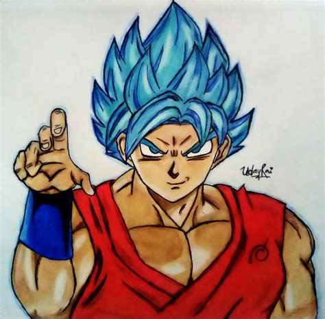 Goku Super Saiyan God Blue Drawing By Iamuday On Deviantart