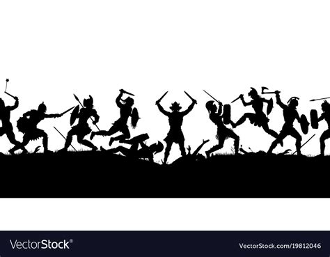 Ancient Battle Scene Silhouette Royalty Free Vector Image