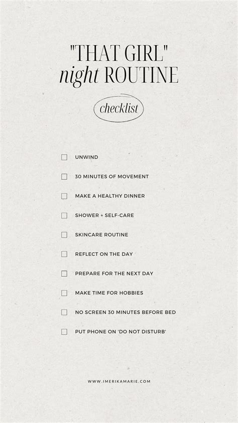 that girl night routine healthy and relaxing free checklist erika marie