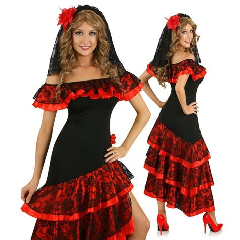 womens spanish senorita dancing costume flamenco dancer fancy dress party outfit fancy dresses