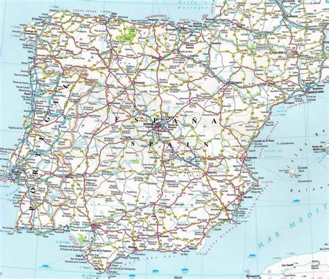 Large Detailed Road Map Of Spain And Portugal Printable Map Of The