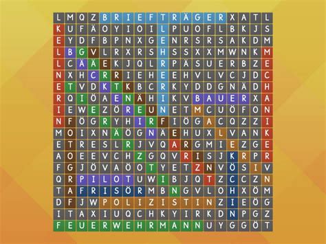 SUCHSEL. FINDE 17 BERUFE - Wordsearch
