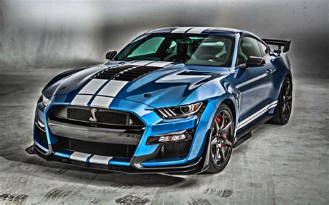 Descargar Fondos De Pantalla 2020 El Mustang Shelby Gt500 Azul Coupé