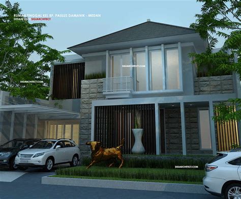 Desain ini mampu membuat rumah terlihat lebih menonjol. Desain Rumah Modern Minimalis 2 Lantai Type 500 M2