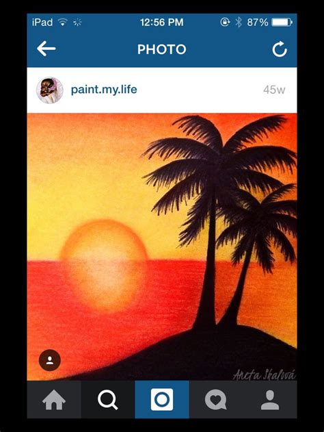 An Image Of A Sunset With Palm Trees And The Sun In The Sky On Instagram