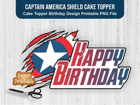 Captain America Shield Cake Topper Birthday Printable