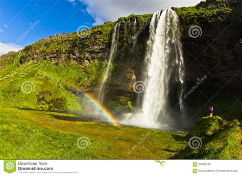 Seljalandsfoss Waterfall Of River Seljalandsa South Iceland Editorial