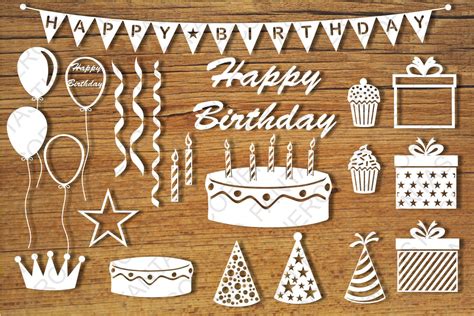 Happy Birthday Elements Svg Files For Silhouette Cricut