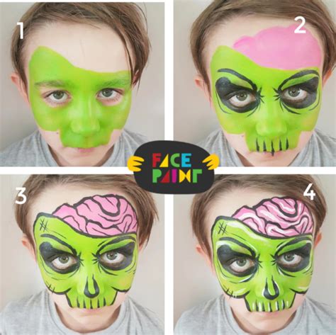 Halloween Comic Zombie Face Paint Design By Linnéa Zombie Face Paint