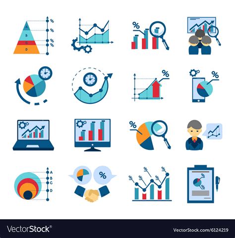 The library believes that this content is either in the public domain, has no known copyright, or has been cleared by the copyright owner for. Data analysis flat icons collection Royalty Free Vector