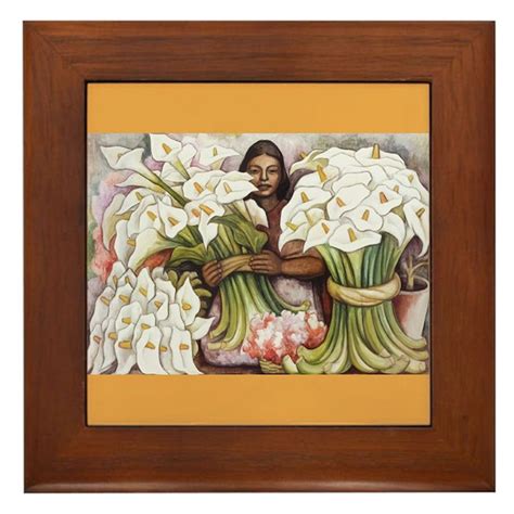 Diego Rivera Girl Cala Lilies Art Framed Tile By Oshishop