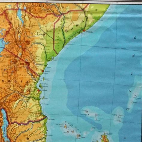 Vintage Rollable Map Middle And South Africa Wall Chart For Sale At 1stdibs