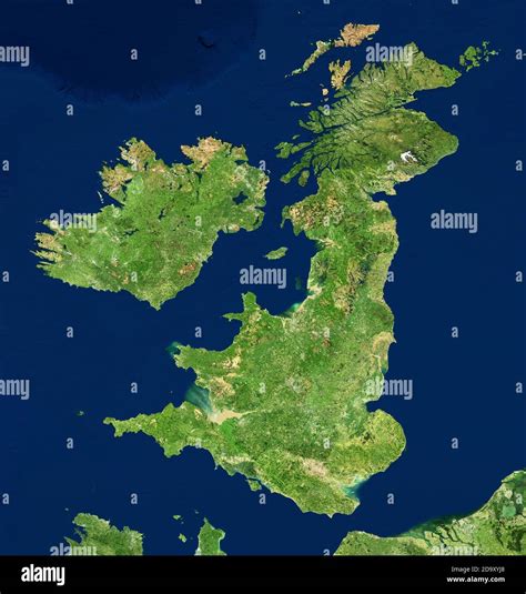 Uk Map In Satellite Photo England Terrain View From Space Physical