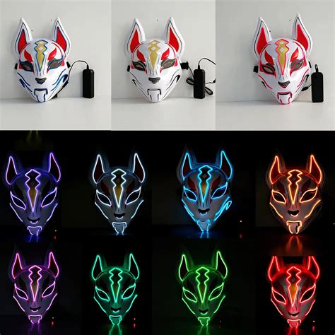 Infortniter Fox Mask Led Light Mask Drift Masks Halloween Pary Cosplay