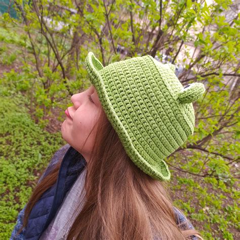 Frog Bucket Hat Crochet Cute Froggy Hat Cottagecore Hat Etsy