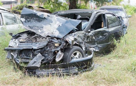 Damaged Vehicle After Car Accident Stock Image Image Of Collision