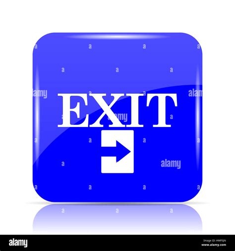 Exit Icon Blue Website Button On White Background Stock Photo Alamy