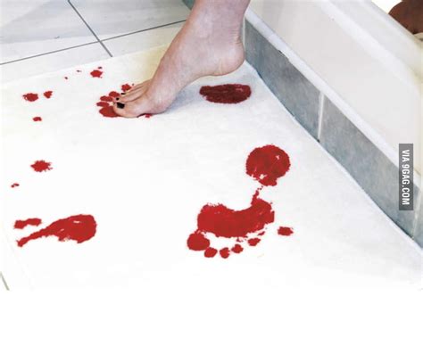 And if you're really worried about a sopping wet bath mat, you can always lay a normal towel over it. Bath mat that turns red when wet! - 9GAG