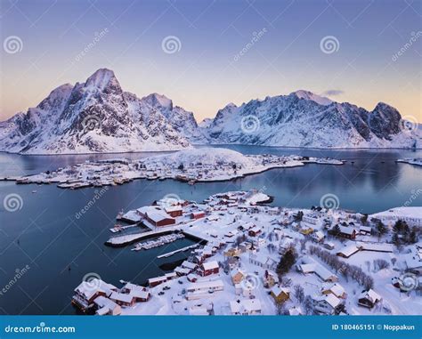 Reine Village On The Lofoten Islands In Winter Norway Stock Image