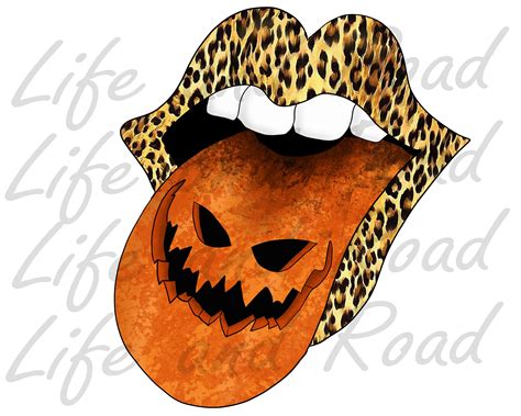 Mouth Pumpkin Tongue With Leopard Lips Halloween Party Shirt Etsy