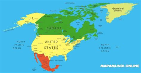 El tamaño del archivo es de 242.34 kb. Mapa de América del Norte | Norteamérica | Político ...