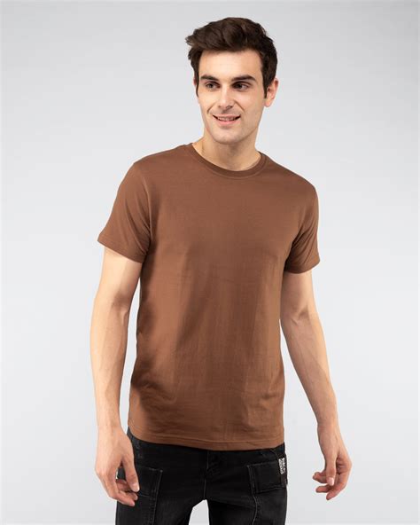 Buy Brown Plain Half Sleeve T Shirt For Men Online India
