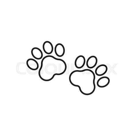 Paw Print Vector Icon In Line Style Stock Vector