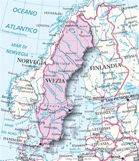 Svezia Cartina Geografica Dettagliata Carta Fisica Veneto