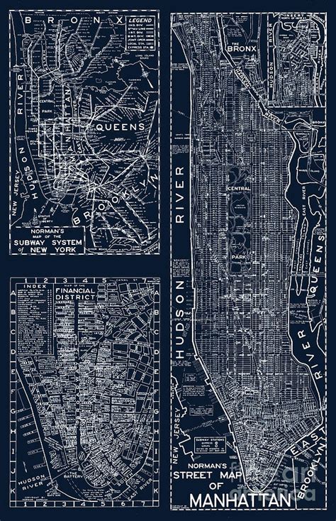 Vintage New York City Street Map Painting By Mindy Sommers