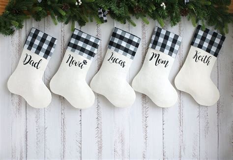 Black White Christmas Stockings Personalized Christmas Etsy