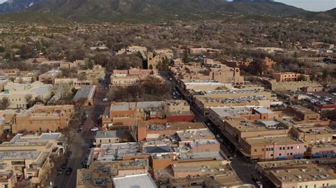 57k Stock Footage Aerial Video Of Santa Fe Plaza And Cathedral In