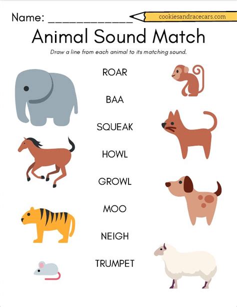 Animal Sound Match Worksheet For Prek Make The Animal Sounds As You