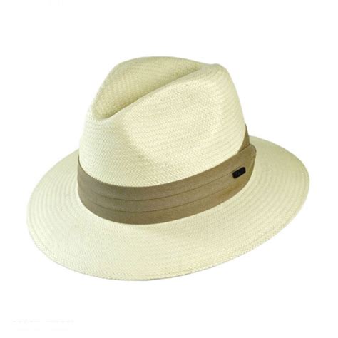 Jaxon Hats Toyo Straw Safari Fedora Hat Khaki Band All Fedoras