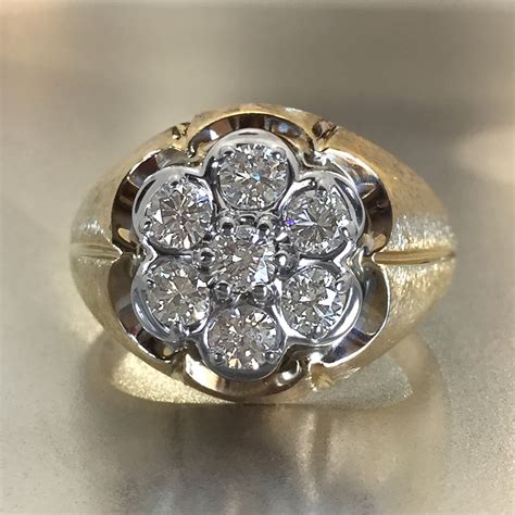 Mens Estate Gypsy Style Diamond Cluster Ring 1ctw 995