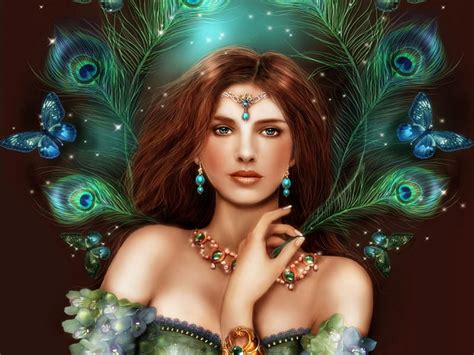 Woman Peacock Peacock Feathers Fantasy Butterfly Woman Art Hd
