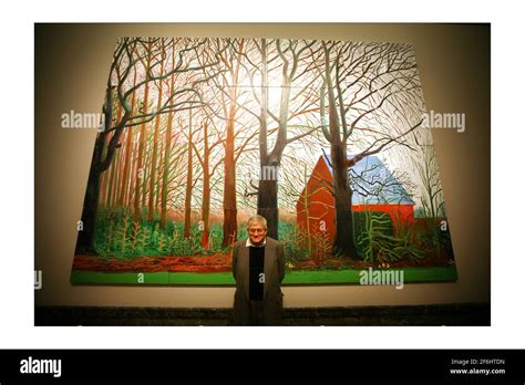 British Artist David Hockney Poses For Photographs Next To His Painting