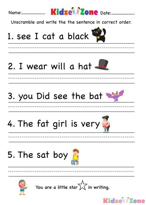 10 Sentence Writing Worksheets For Kindergarten Coo Worksheets