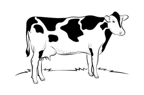 Ilustração de contorno de vaca desenhada à mão Vetor Premium