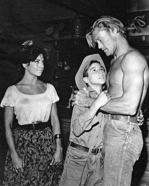 The Rifleman Chuck Connors Shirtless Hugging Johnny Crawford In