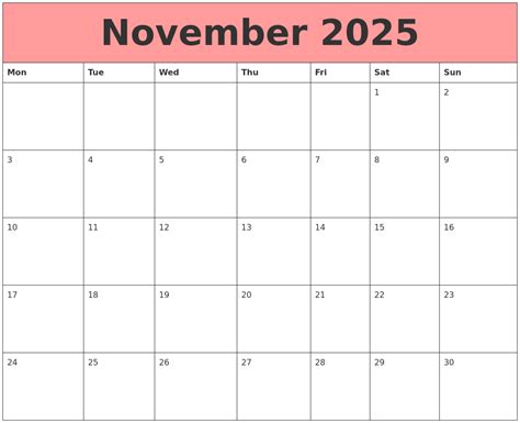 November 2025 Calendars That Work