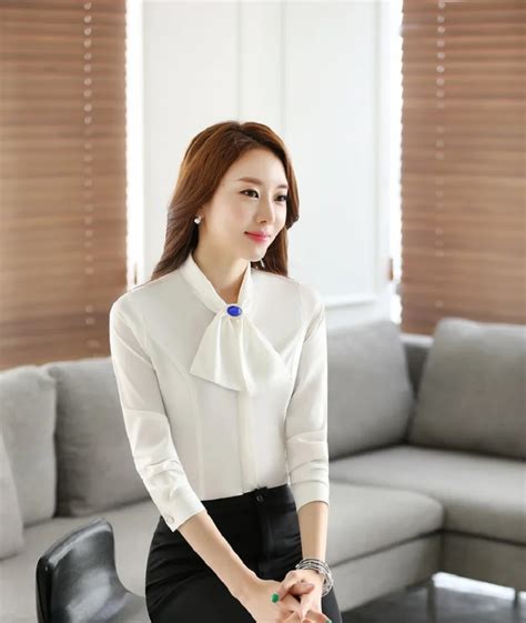 New Arrival Formal White Professional Spring Autumn Womens Blouse And Shirts Ladies Blouses Female