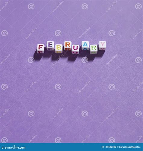 Multicolored February On A Purple Background Stock Image Image Of
