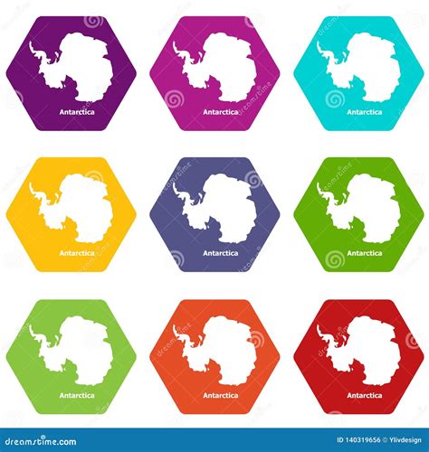Antarctica Map Icons Set 9 Vector Stock Vector Illustration Of