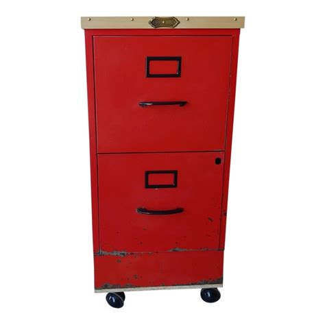 Drawers equipped with extension gliders and metal rails. Vintage Super Roller Metal 2-Drawer Rolling Red File ...