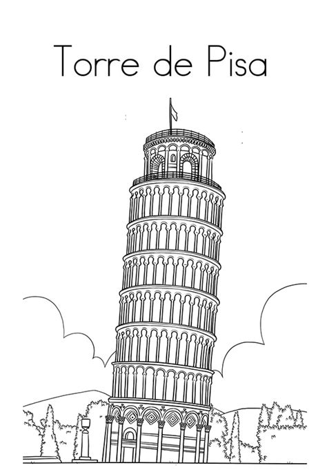 Torre Inclinada De Pisa Para Colorear Imprimir E Dibujar Dibujos