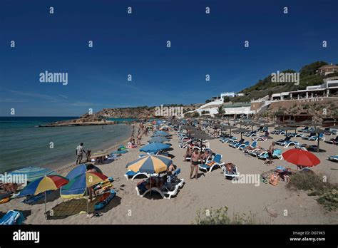 Sunloungers On The Beach Cala Tarida Ibiza Pitiusic Islands Or Pine