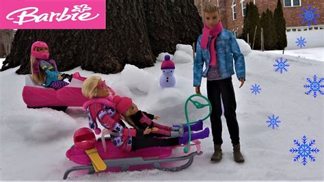 Barbie Perfect Snow Day With Barbie Sister Chelsea Sledding Building