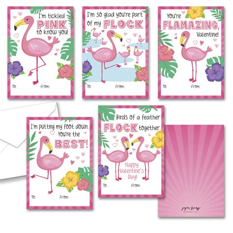 Flamingo Themed Tropical Classroom Valentine Cards Valentines Etsy