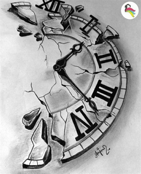 Realistic 😍 Clock Tattoo Tattoo Drawings Broken Clock Tattoo