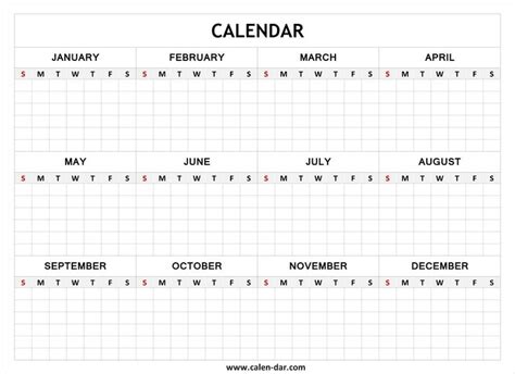 Free Yearly Calendar Template Printable Blank Calendar Template
